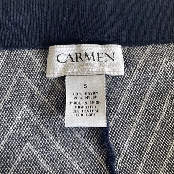 Carmen Marc Valo Knit Skirt in navy with white chevron print - Picture 7 of 8